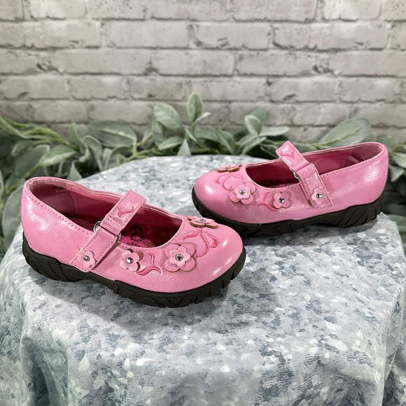 The Children’s Place Pink Floral Round Toe Mary Janes - Girls 7M 💖EUC💖 - Picture 4 of 10